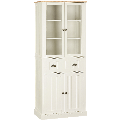 HOMCOM Mobile Dispensa a 5 Livelli con Cassetto Centrale in MDF e Truciolato, 76x40x182.5 cm, Bianco Crema