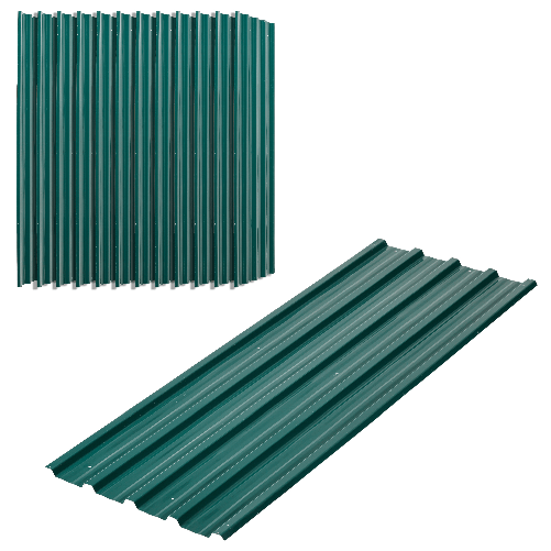 Outsunny Set 12 Pannelli di Ricambio 129x45 cm per Casette da Giardino in Acciaio Zincato Verde