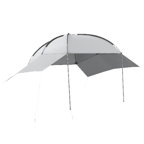 Outsunny Tendalina ad Arco Portatile con Pareti Laterali, in Poliestere e Acciaio, 300x262x230-260 cm, Grigio