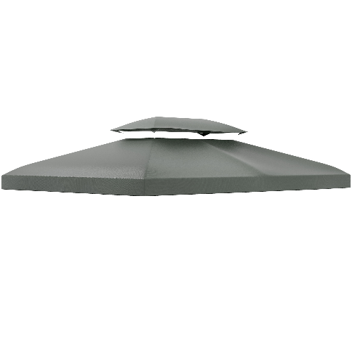 Outsunny Copertura per Gazebo 4x3 m a 2 Livelli in Poliestere con Cinghie e 10 Fori di Drenaggio, Grigio Scuro