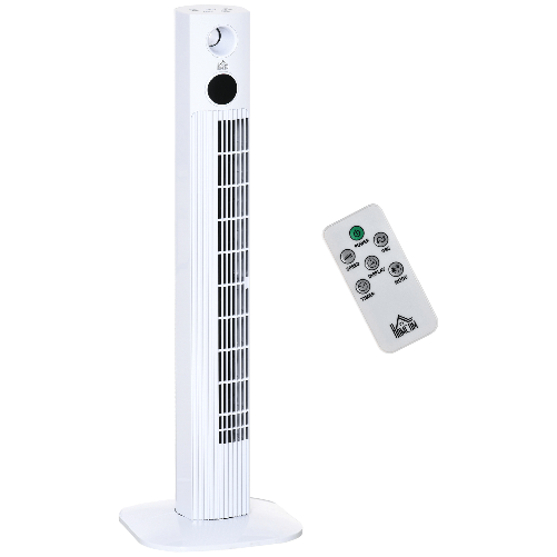 HOMCOM Ventilatore a Torre 45W a 3 Modalità e 3 Velocità con Timer da 12h e Diffusore, 31.5x31.5x96 cm, Bianco