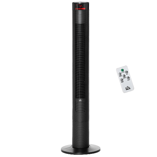 HOMCOM Ventilatore a Torre 45W a 4 Modalità e 3 Velocità con Timer da 12h, in ABS, 31.5x31.5x96 cm, Nero