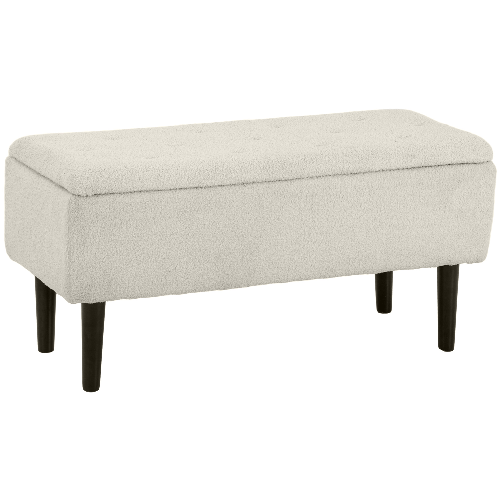 HOMCOM Panca Fondoletto con Vano Contenitore da 47L e Rivestimento Bouclé, 95x38x45 cm, Beige