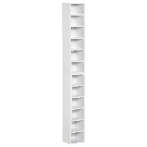 HOMCOM Libreria Scaffale porta CD set 2 Pezzi a 12 Ripiani in Legno, 21x19.2x88.3 cm, Bianco