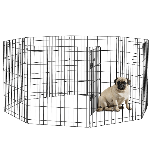 PawHut Recinto per Cani e Cuccioli, Box per Animali da 8 Pezzi in Filo di Ferro, 76 x 61cm Nero
