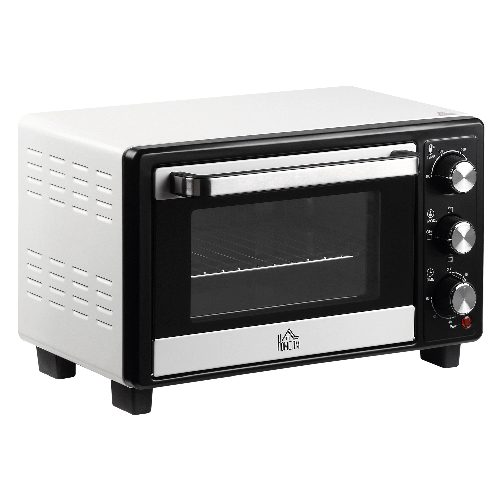 HOMCOM Fornetto Elettrico 16L Temperatura Regolabile e Timer, 3 Metodi di Cottura e Accessori, 1400W, Bianco