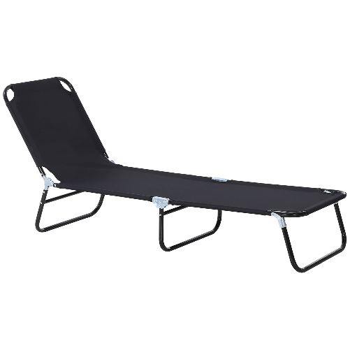 Outsunny Sdraio da Giardino Pieghevole con Schienale Regolabile, Acciaio e Tessuto Oxford, 188x56x28cm, Nero