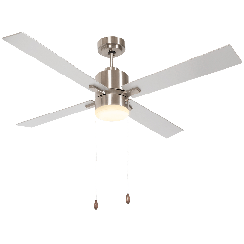 HOMCOM Ventilatore da Soffitto con Luce LED, 3 Velocità e Motore Reversibile, Ø130cm, Argento e Legno
