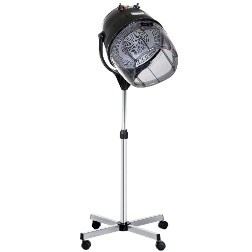 HOMCOM Casco Asciugacapelli 1180W ad Altezza Regolabile con Timer 60 Minuti e Ruote Girevoli, 65x65x115-165 cm, Nero
