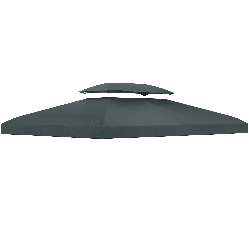 Outsunny Copertura per Gazebo 4x3 m a 2 Livelli in Poliestere con Cinghie e 10 Fori di Drenaggio, Grigio Antracite