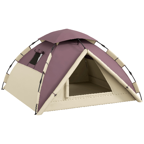 Outsunny Tenda da Campeggio 2 Posti con 2 Finestre e Gancio, in Poliestere e Fibra di Vetro, 225x190x130 cm, Cachi