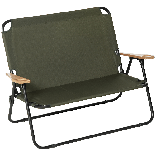 Outsunny Sedia Campeggio Doppia a 2 Posti, Pieghevole con Maniglia e Braccioli, 141x67x80cm, Verde
