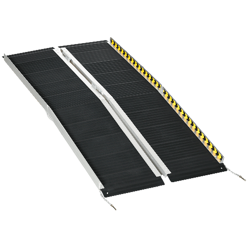 HOMCOM Rampa per Sedia a Rotelle Pieghevole e Antiscivolo in Alluminio, 152x73cm, Capacità 272kg