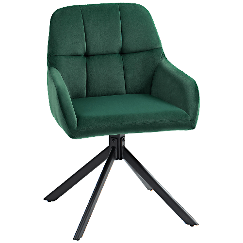 HOMCOM Poltroncina in Velluto Moderna con Seduta Girevole, Braccioli e Gambe in Acciaio, Verde