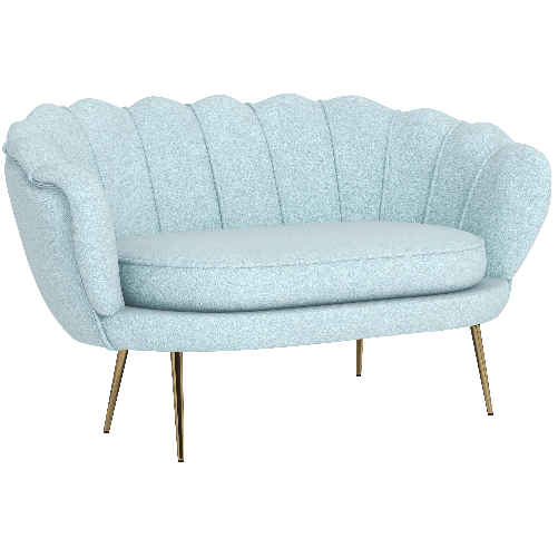 HOMCOM Divanetto 2 Posti in Stile Industrial Chic in Tessuto Effetto Velluto e Metallo, 130x77x77 cm, Azzurro