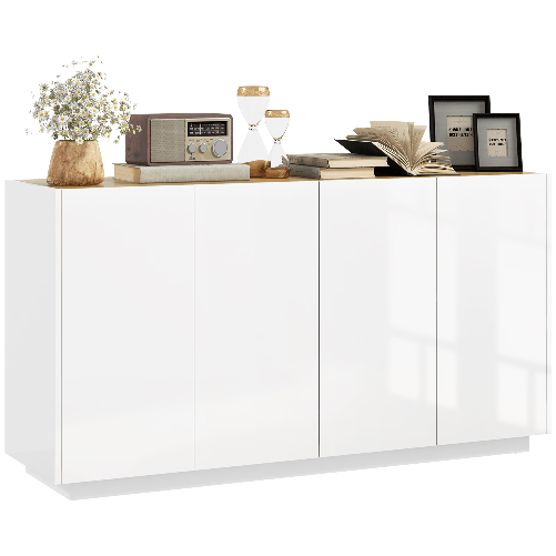 HOMCOM Credenza Moderna con Armadietti a 2 Ante, Chiusura Ammortizzata e Ripiani Regolabili, 140x40x75cm