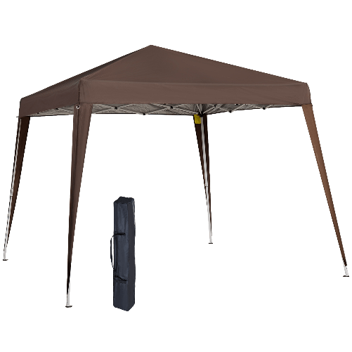 Outsunny Gazebo Pieghevole da Giardino 2.4x2.4m con Struttura in Acciaio e Corde Antivento, Caffè