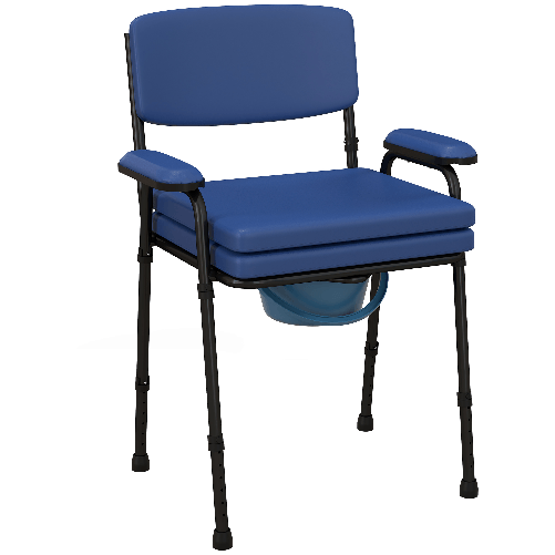 HOMCOM Sedia Comoda 5 in 1 per Anziani e Disabili per WC e Doccia, Altezza Regolabile e Secchio Rimovibile, Blu