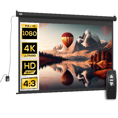 HOMCOM Schermo per Proiettore 100" Formato 4:3 Regolabile con Telecomando, 203x152cm, Nero