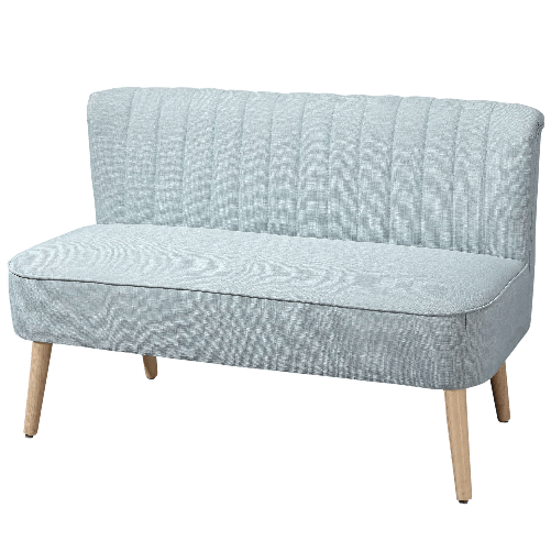 HOMCOM Divano 2 Posti Moderno in Tessuto Senza Braccioli con Gambe in Legno, 117x56.5x77 cm, Celeste