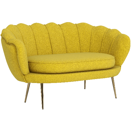 HOMCOM Divanetto 2 Posti in Stile Industrial Chic in Tessuto Effetto Velluto e Metallo, 130x77x77 cm, Giallo