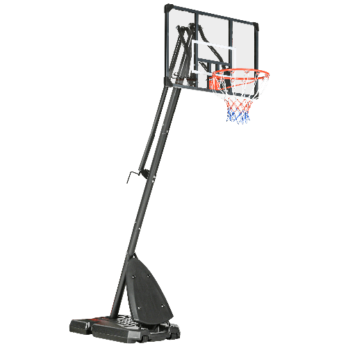 SPORTNOW Canestro Basket in Acciaio, Regolabile in Altezza e portatile con Tabellone e Ruote, 107x70cm