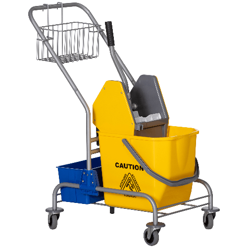 HOMCOM Carrello Pulizie con Strizzatore, Secchio 25L e Ripiano in Plastica, in PP e Metallo, 72x49