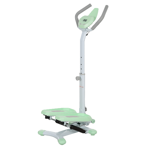 SPORTNOW Stepper con Manubrio e Gradino Regolabile e Monitor LCD, in Acciaio e ABS, 48x38x108-118 cm, Verde