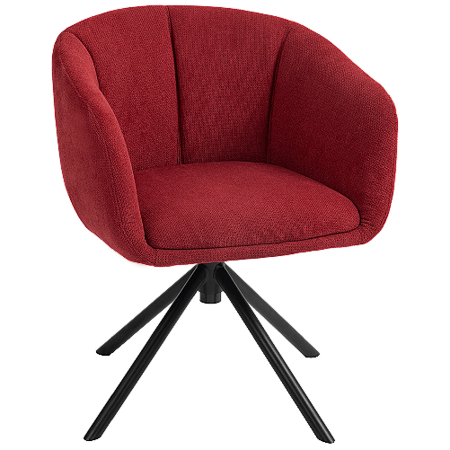 HOMCOM Poltrona Moderna Girevole con Seduta Imbottita in Tessuto Bouclé per Salotto e Ufficio, Rosso Vino