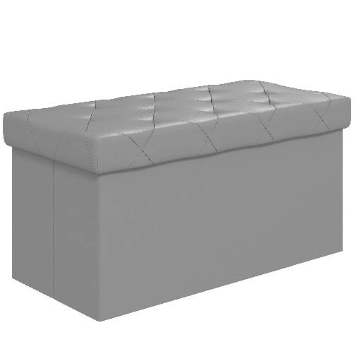 HOMCOM Panca Contenitore Pieghevole da 84L, Coperchio Imbottito e Rivestimento Finta Pelle, 76x38x38cm