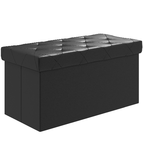 HOMCOM Panca Contenitore Pieghevole da 84L, Coperchio Imbottito e Rivestimento Finta Pelle, 76x38x38cm