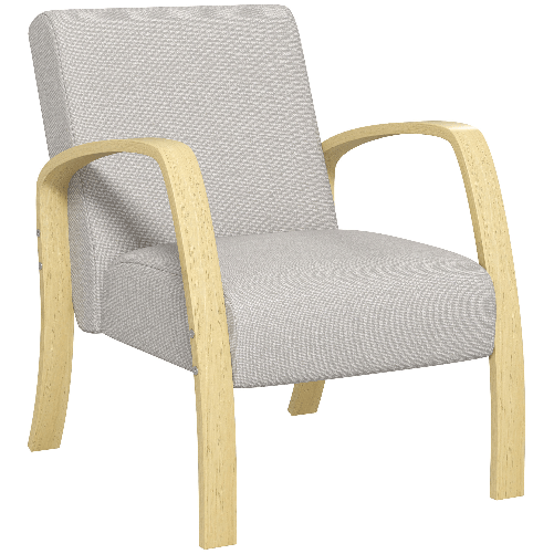HOMCOM Poltrona Moderna Stile Scandinavo Imbottita in Tessuto e Legno di Betulla, Grigio