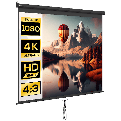 HOMCOM Telo Proiettore 120" Regolabile con Montaggio a Soffitto e Parete, Formato 4:3, 244x183cm, Bianco e Nero