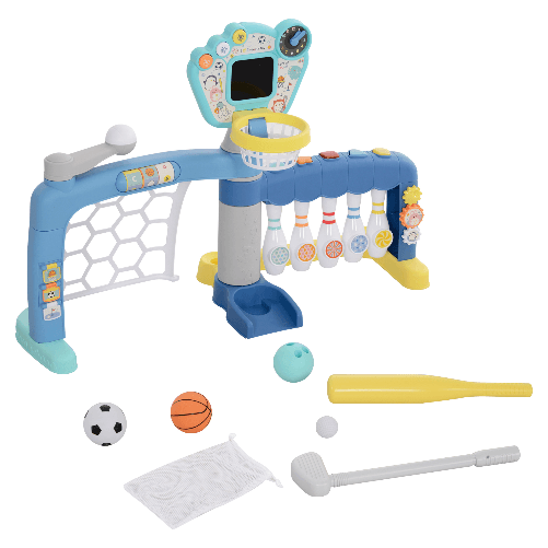 AIYAPLAY Gioco per Bambini 5 in 1 per Calcio, Basket, Golf, Baseball e Bowling, in PP e ABS, 88.6x38.7x60