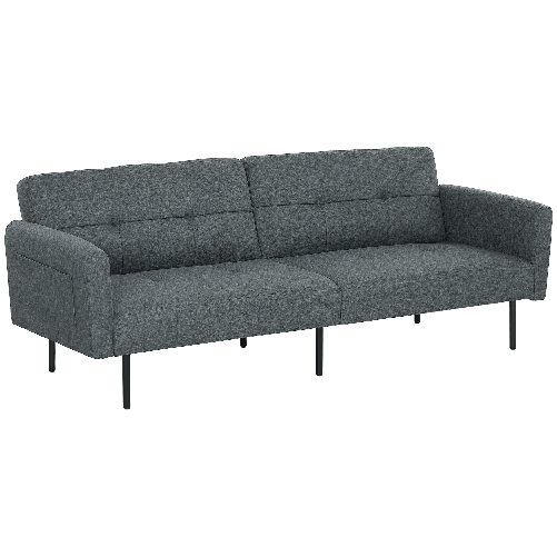 HOMCOM Divano Letto Clic Clac con Schienale Regolabile in Tessuto Effetto Lino, Legno e Acciaio, 200x77x72 cm, Grigio