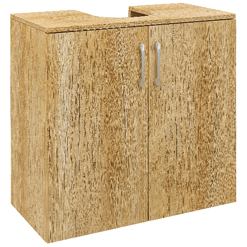 HOMCOM Mobiletto Bagno Sottolavabo Sospeso a 2 Ante con 2 Ripiani in Legno, Colore Naturale