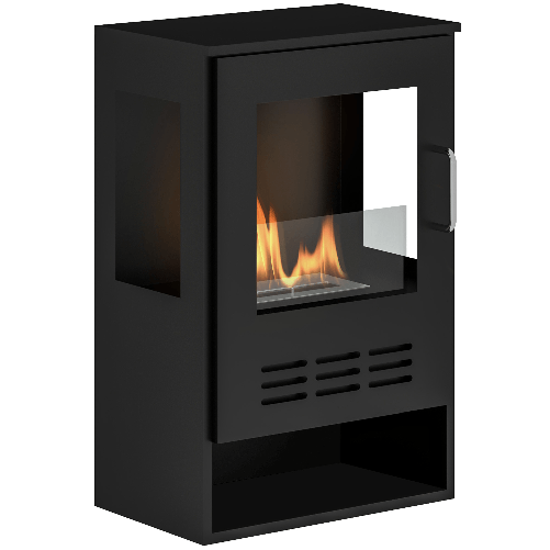 HOMCOM Camino a Bioetanolo Autoportante con Bruciatore da 0.9L e Durata 3.3 Ore, 44x28x68 cm, Nero