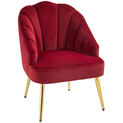 HOMCOM Poltroncina da Camera e Salotto a Conchiglia Stile Art Deco, Vellutato e Acciaio, 63x65x84 cm