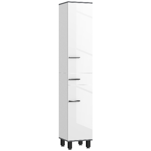 HOMCOM Mobile Colonna Bagno con 2 Armadietti con Ripiani Regolabili e Cassetto, 34x32x190 cm, Bianco