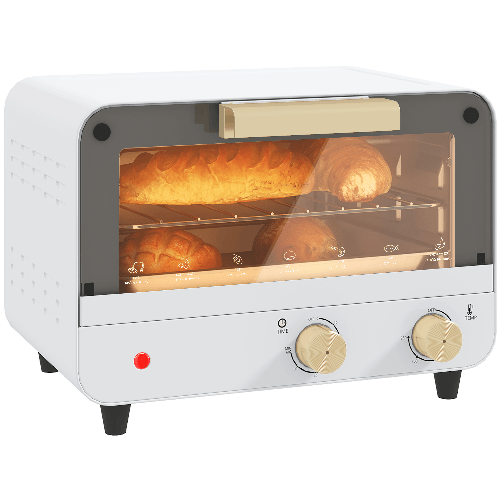 HOMCOM Fornetto Elettrico 12L con Timer e Temperatura Regolabile, in Acciaio e Plastica, 31.5x27.7x22