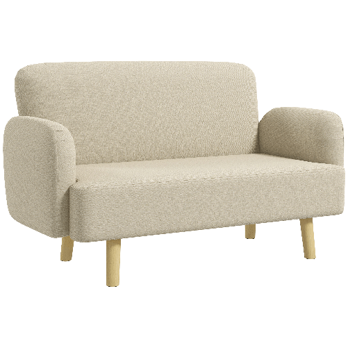 HOMCOM Divano 2 Posti Moderno Effetto Velluto con Imbottitura Spessa, 140x74x79cm, Bianco Crema