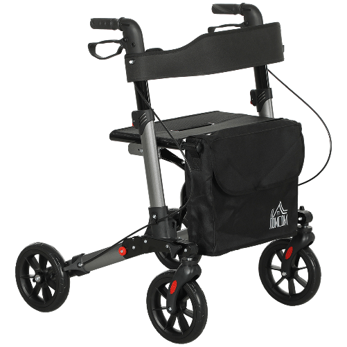 HOMCOM Deambulatore Pieghevole in Allumino ad Altezza Regolabile con Borsa, 67x65x79.5-94 cm