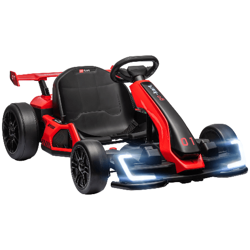 HOMCOM Go Kart Elettrico per Bambini 6-12 Anni 24V 12km/h con Seggiolino Regolabile, Rosso