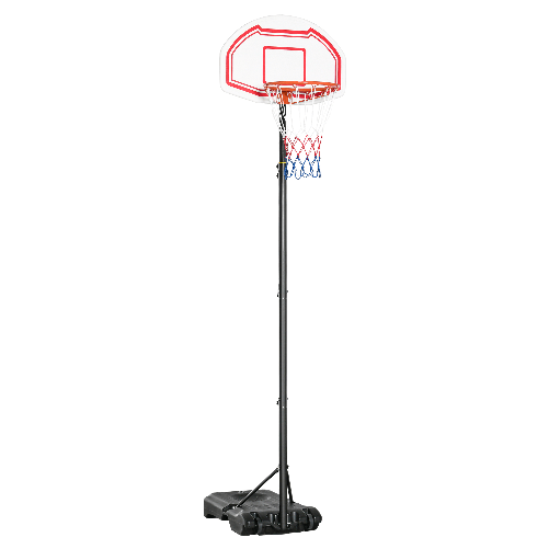 HOMCOM Canestro Basket ad Altezza Regolabile con Base Riempibile e 2 Ruote, in Acciaio, PE e HDPE