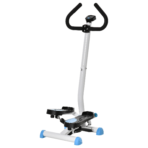 HOMCOM Stepper con Manubrio, Pedali Antiscivolo e Monitor LCD, in Acciaio e ABS, 55x44x108 cm, Bianco Nero e Bianco
