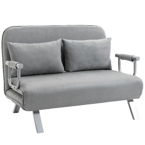 HOMCOM Divano Letto Singolo in Finta Pelle con Seduta Regolabile in 5 Posizioni, 105x80x78 cm, Grigio Chiaro