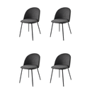 Stock Line Set 4 sedie sala da pranzo LUNA gambe in acciaio nero opaco, tessuto