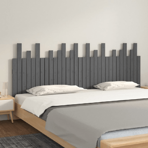 VidaXL Testiera da Parete Grigia 204x3x80 cm in Legno Massello di Pino VidaXL 824780 testiera e pedana Grigio