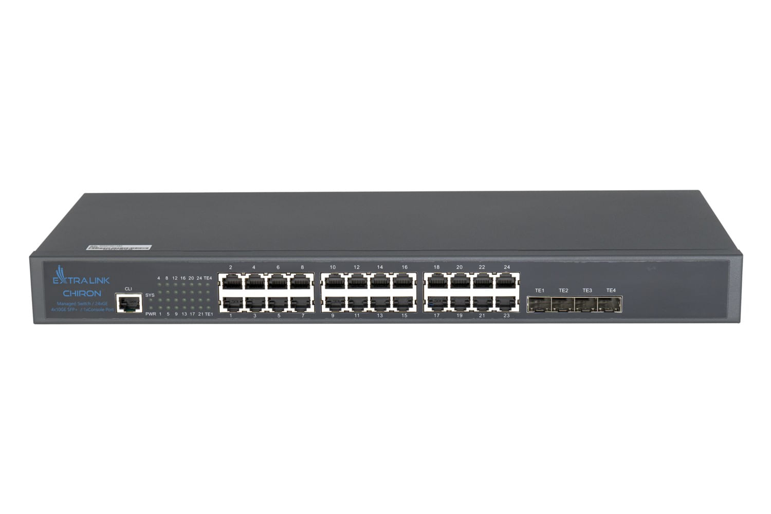 Extralink Chiron | Switch | 24x RJ45 1000Mb/s, 4x SFP+, L3 Extralink Switch Chiron 24x RJ45 1000Mb/s, 4x SFP+, L3