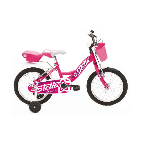 Bicicletta 14 Pollici da Bambina Rosa con Rotelle Pedali Cestino Bici per Bimbe